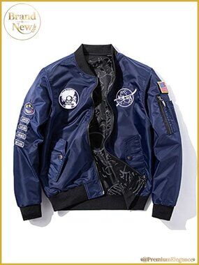 Reversible NASA Bomber Jacket with Embroidery Badges, 100% High Density